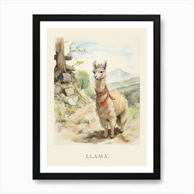 Beatrix Potter Inspired  Animal Watercolour Llama 3 Art Print