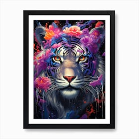 Tiger With Flowers 1 Art Print