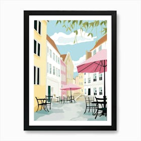Stavenger, Norway, Flat Pastels Tones Illustration 2 Art Print