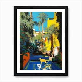 A Painting Of A Cat In Jardin Majorelle, Morocco In The Style Of Pop Art 01 Art Print