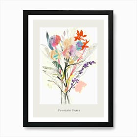 Fountain Grass 4 Collage Flower Bouquet Poster Art Print