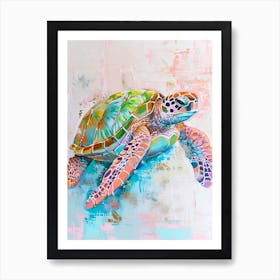 Simplistic Pastel Sea Turtle Art Print