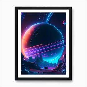 Gemini Planet Neon Nights Space Art Print