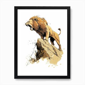 Barbary Lion Symbolic Imagery Clipart 4 Art Print
