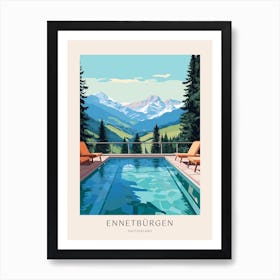 Ennetbürgen, Switzerland 2 Midcentury Modern Pool Poster Art Print