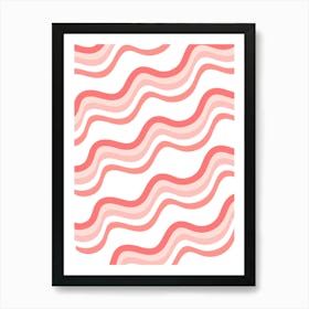 Pink And White Wavy Pattern Art Print