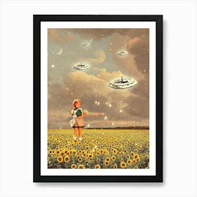 Over Sunflowers Art Print