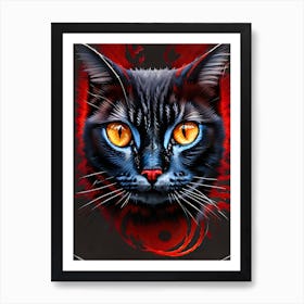 Black Cat With Yellow Eyes Art Print