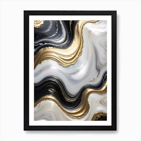 Abstract Black And Gold Marble Art Print