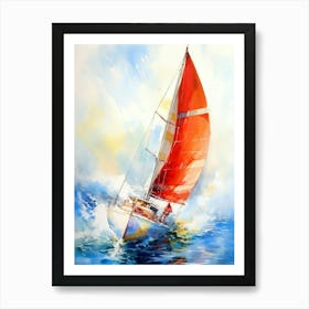 Watercolor Of A Sailboat sport Art Print