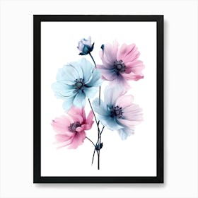 Pink And Blue Flowers 2 Art Print