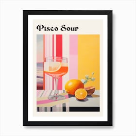 Pisco Sour Retro Cocktail Poster Art Print