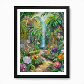 Hyper Realistic Garden Filled With Rare And Exotic Flowers Art Print