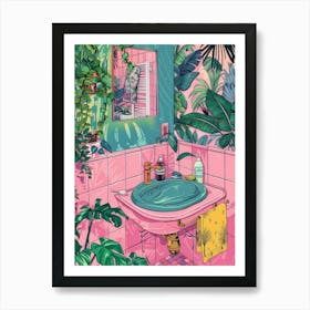 Tropical Bathroom Art Print