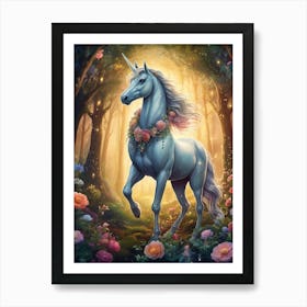 Unicorn In The Forest 1 Art Print