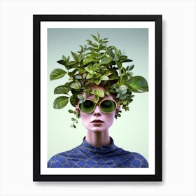 Green Hair plant lover Art Print