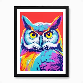 Andy Warhol Style Bird Great Horned Owl 1 Art Print