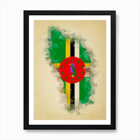 Dominica Flag Vintage Art Print