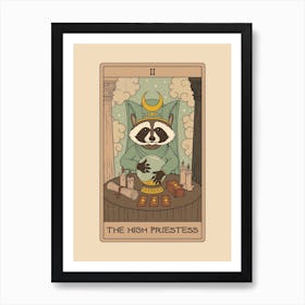 The High Priestess   Raccoons Tarot Art Print