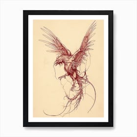 Vintage Harpy Etching Art Print