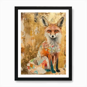 Fox Gold Effect Collage 4 Art Print