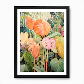 Tropical Plant Painting Swiss Cheese Plant 2 Art Print