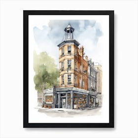 Spitalfields London Neighborhood, Watercolour 3 Art Print