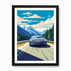 A Buick Regal Car In Icefields Parkway Flat Illustration 1 Art Print