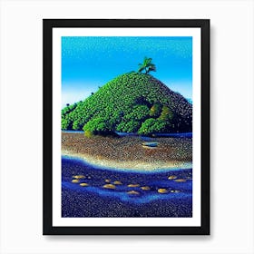 Turtle Island Fiji Pointillism Style Tropical Destination Art Print