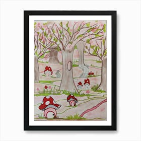 Blossom and toadstools Poster