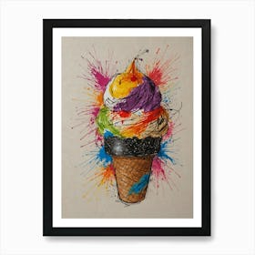 Rainbow Ice Cream Cone 6 Art Print