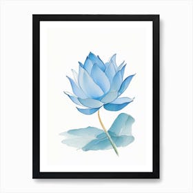 Blue Lotus Pencil Illustration 3 Art Print