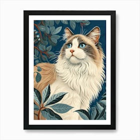 Ragdoll Cat Relief Illustration 2 Art Print
