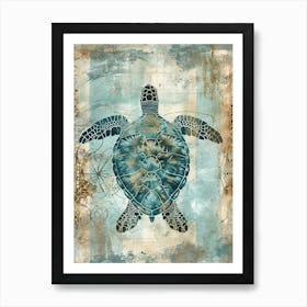 Ornamental Sea Turtle Wallpaper Style 1 Art Print