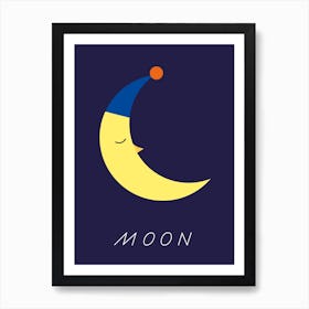 Sleeping Moon With Hat Art Print