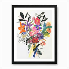 Bergamot 1 Collage Flower Bouquet Art Print