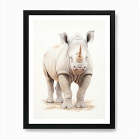 Detailed Illustration Of A Rhino Art Print