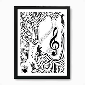 Abstract Music Background Vector Art Print