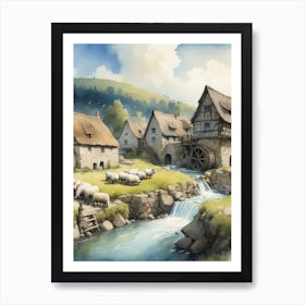 Village By The Water Art Print