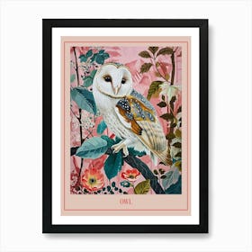 Floral Animal Painting Owl 3 Poster Art Print