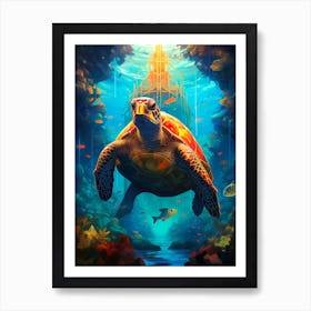 Underwater Sea Turtle Art Print