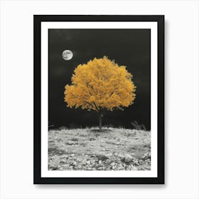 Yellow Tree In The Night Art Print