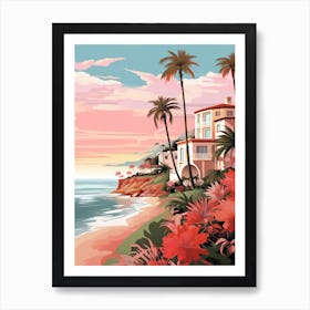 An Illustration In Pink Tones Of Palm Beach Australia 2 Art Print