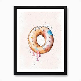 Doughnut Minimalist Watercolour 2 Flower Art Print