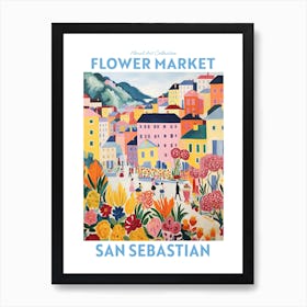 San Sebastian Spain Flower Market Floral Art Print Travel Print Plant Art Modern Style Art Print