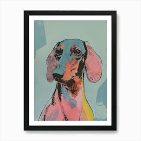 Dachshund Watercolour Dog Pastel Line Illustration 1 Art Print