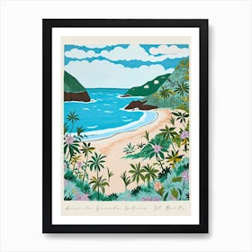 Poster Of Anse De Grande Saline St Barts, Matisse And Rousseau Style 2 Art Print