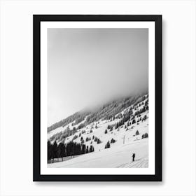 Lech Zürs, Austria Black And White Skiing Poster Art Print