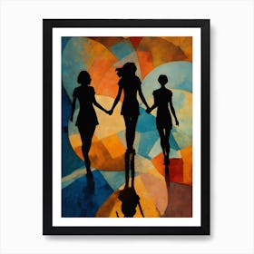 Three Women Holding Hands Art Print