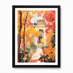 Tivoli Gardens, Italy In Autumn Fall Illustration 1 Art Print